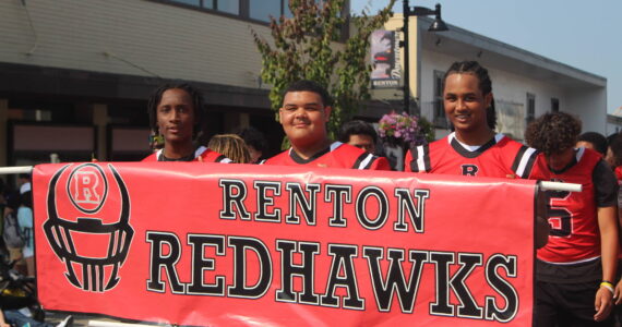Renton Redhawks in the River Days Parade. Photo by Bailey Jo Josie/Sound Publishing.