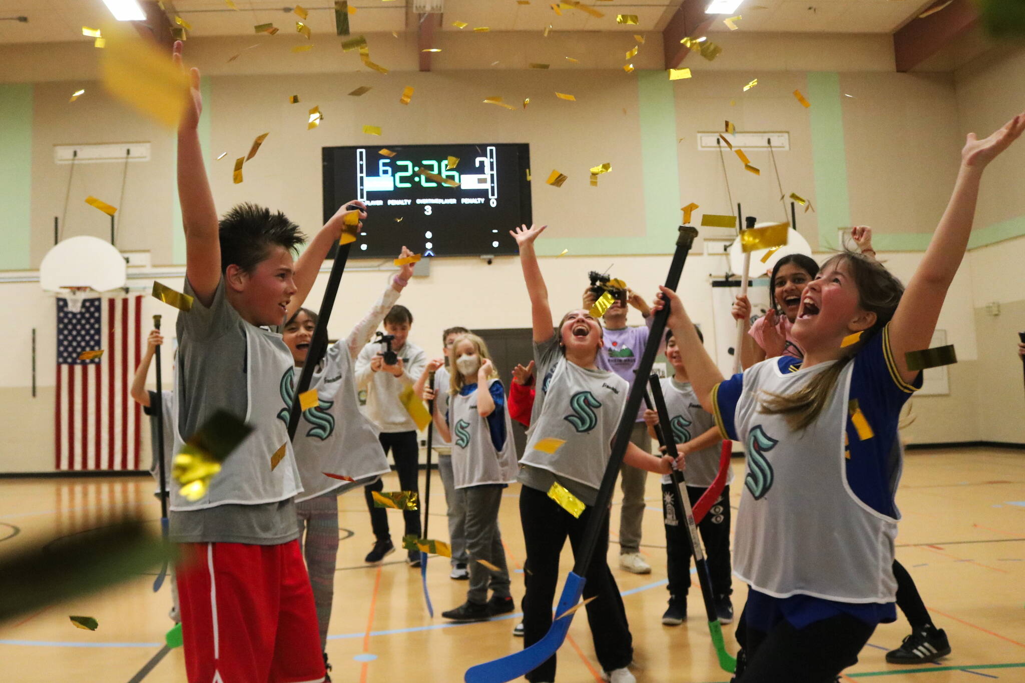 The Hi-Tech team were the champions at Maplewood Heights Elementary School’s fourth annual floor hockey tournament. Photo by Bailey Jo Josie/Sound Publishing