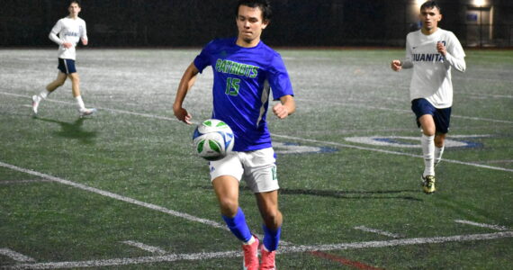 Sophomore London Ayala looks to control the ball. Ben Ray / The Reporter