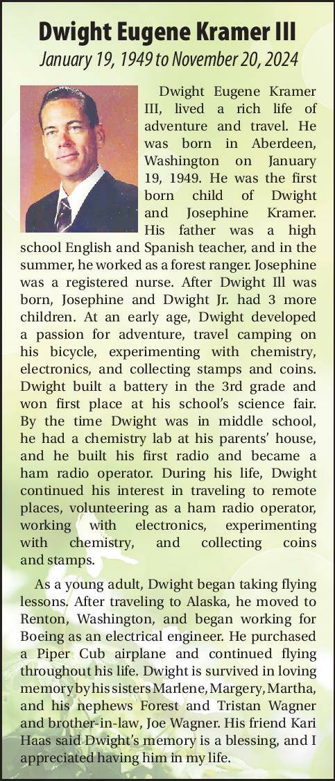 Dwight Eugene Kramer III | Obituary