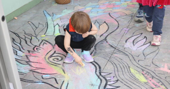 Dragon chalk drawings were one of the many activities at this year’s Dragon Landing celebration. Photo by Bailey Jo Josie/Sound Publishing