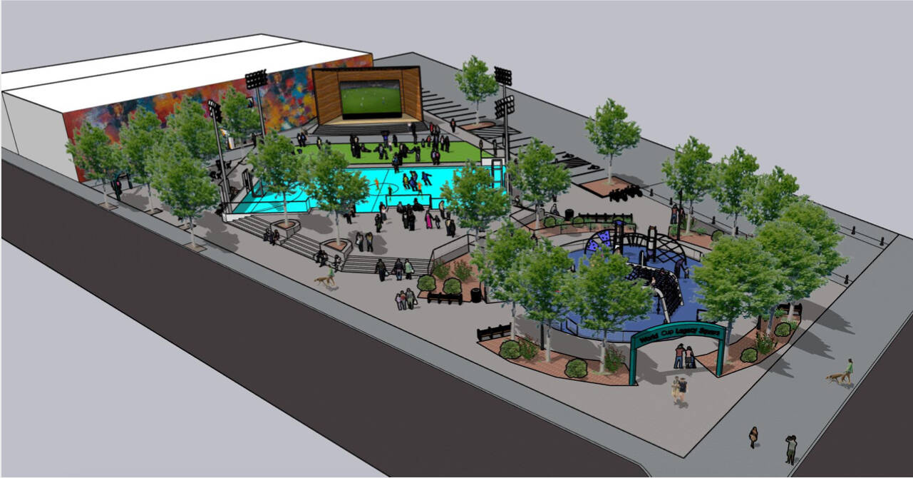 The Legacy Square will host events for the World Cup while also providing a last public space for events in Renton’s downtown. Courtesy of the city of Renton.