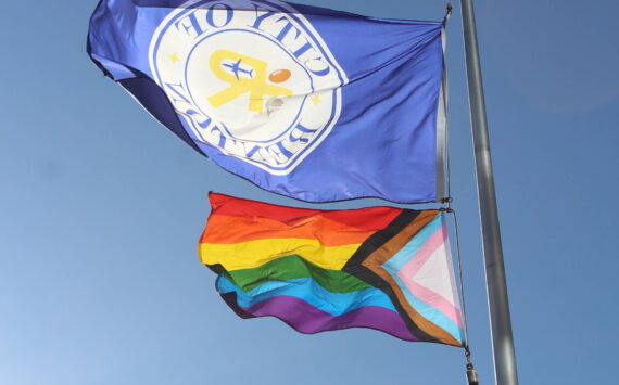 The Pride Flag flies above Renton City Hall in June. Bailey Jo Josie / Renton Reporter
The Progressive Pride Flag flies above Renton City Hall in June. Bailey Jo Josie / Renton Reporter