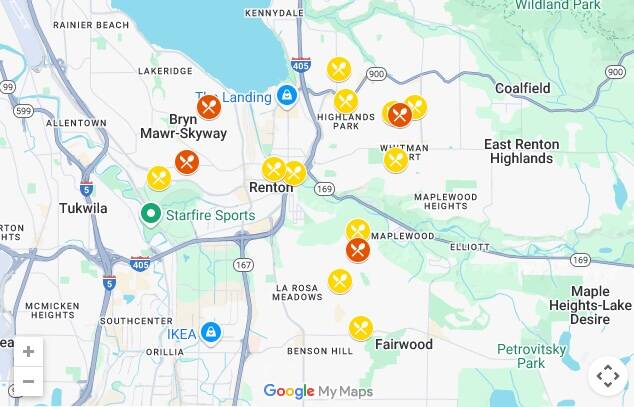 A map of the 2025 Renton School District’s free summer meal program locations. Courtesy image.